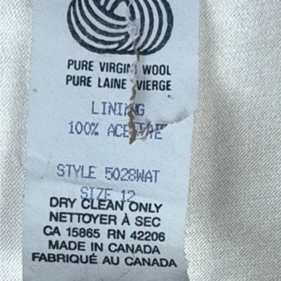 Vintage Virani Cream Plaid 100% Wool Blazer with Windowpane Pattern Size 12 - Picture 4 of 12